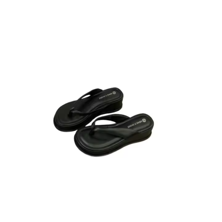 Chanclas de Suela Gruesa Zapatos de Mujer Novedad en Sandalias de Playa para el Verano con Tacón Inclinado - 1