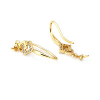 Latón color oro de 18 quilates, compatible con cuentas de medio agujero con ganchos de medio pasador para pendientes, joyería de alta calidad, accesorios para manualidades. - details 35