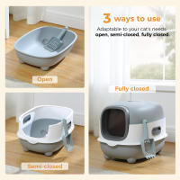 Caja de Arena Plegable Grande con Tapa, cajón y Pala para Gatos, Diseño de Diamante, Fácil de usar - details 24