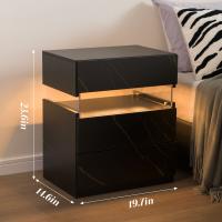 Mesa de noche LED cómoda 3 cajones Diseño rectangular Madera Para dormitorio y sala de estar - details 7