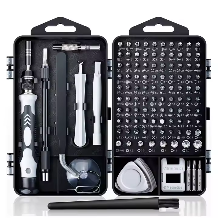 Llave de destornillador 122 en 1 Conjunto de precisión magnética Destornilladores Torx Herramientas manuales para reparación de teléfonos móviles Hex Bit Mango Peligros normales Estilo de cabeza hexagonal Usado para bricolaje en el hogar - 1