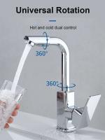 Sier 360 °   Grifo giratorio para lavabo de baño, fregadero de cocina, grifo mezclador de agua fría y caliente con filtro, función de enjuague bucal - details 0