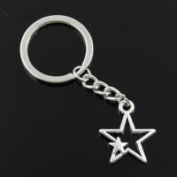 Llavero De Estrella Doble Hueco En Color Plateado Antiguo Moda Llavero De Metal Para Hombres Y Mujeres Adorno De Joyería Regalos - details 4
