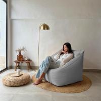 Reposapiés Salon de Lujo - [50x40x30 cm] Sofá Puf de Diseño con Relleno Incluido para Escritorio u Oficina - Taburete Bean Bag Silla Grande en Cuero Sintético Beige - details 31