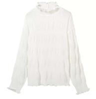 Blusa inferior para mujer con borde de oreja hermoso estilo extranjero nuevo cuello Semi alto Otoño e Invierno con Top de gasa de hadas - details 4