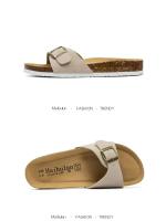 Sandalias planas de mujer 2024 con puntera de corcho, tallas de verano 6-11, zapatillas antideslizantes ajustables - details 4