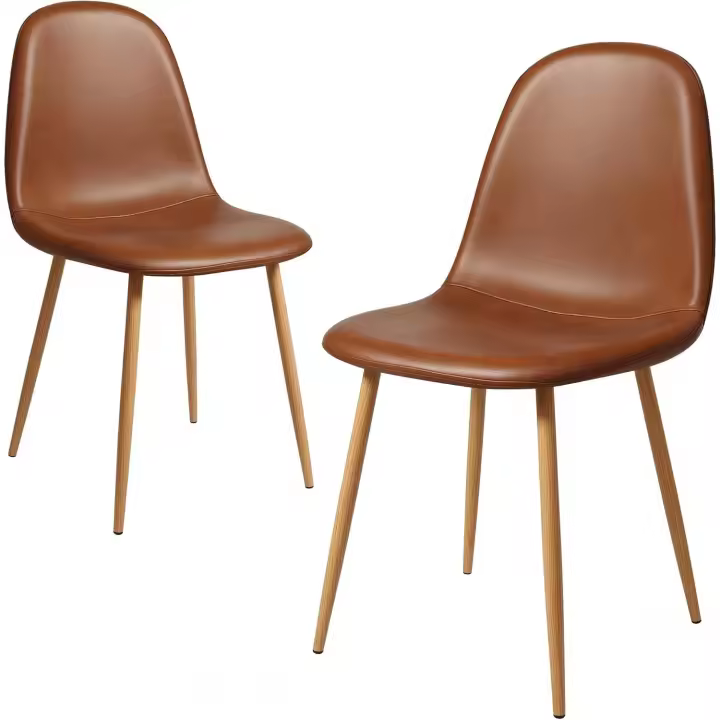 CangLong Juego de 2, Estilo Nórdico Vintage de Cuero Sintético con Patas de Metal, Sillas de Comedor para la Cocina, Sillones para el Salón, Color Marrón, Marrón, Juego de 2, 2 Unidades - 1