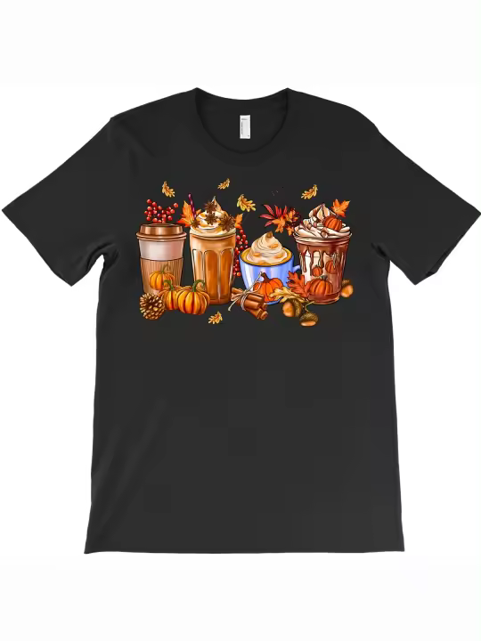 Camiseta de café pumbkin, regalo para papá, manga corta con cuello redondo suave y cómoda - 1