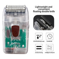 Afeitadora portátil para hombre, máquina de afeitar eléctrica recíproca de doble cabeza, con carcasa transparente - details 0