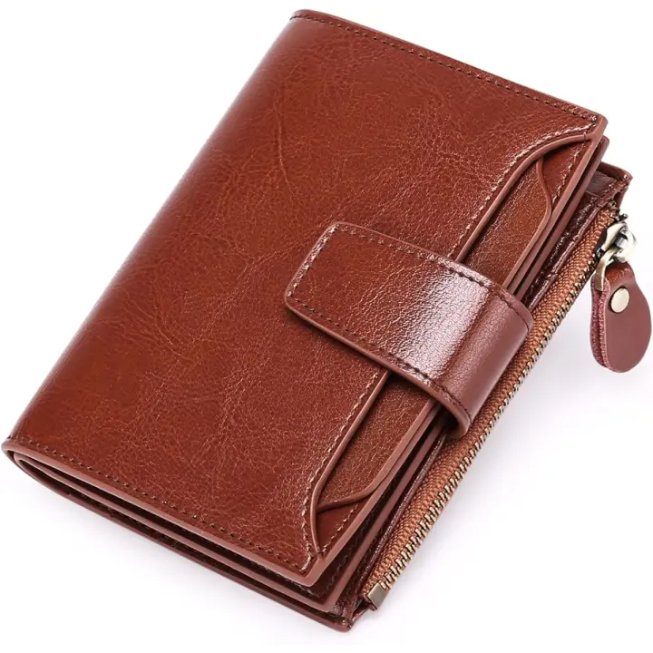 Cartera Compacta para Mujer Auténtica Piel con 14 Ranuras para Tarjetas Bloqueo RFID - 1