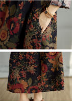 Vestido Floral de Algodón Vintage Moda Casual para Mujeres Primavera Otoño - details 8