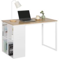 Escritorio con 4 estantes, mesa de ordenador, 120x60cm, mesa de escritorio, estructura de acero, roble - details 0