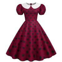 Elegante Vestido de Verano Manga Corta con Volantes Cuello Peter Pan Vintage A-e Midi Largo - details 36