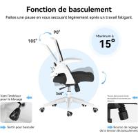 Silla de Oficina Plegable con Apoyabrazos Silla de Oficina Ergonómica de Malla Transpirable - details 8