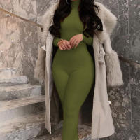 Monos de Yoga de Una Pieza de Alta Cuello Rompers de Cuerpo Conforme con Cremallera Trasera para Gimnasio y Yoga - details 1