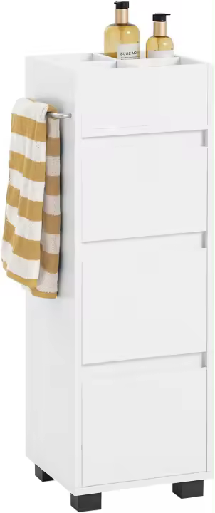 Armario Auxiliar Baño con 1 Compartimento Mueble Columna de Baño con 3 Cajones 30 x 30 x 90 cm Blanco - 1