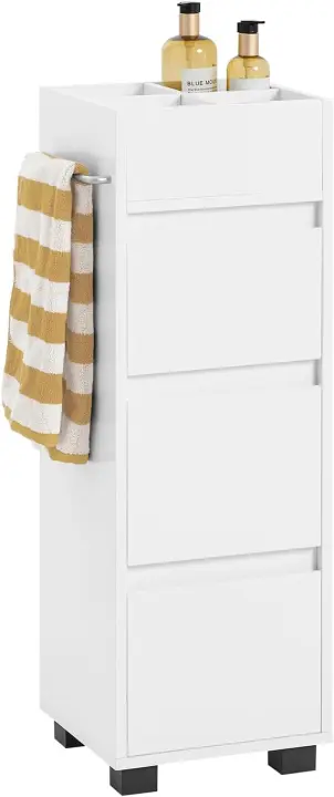 Armario Auxiliar Baño con 1 Compartimento Mueble Columna de Baño con 3 Cajones 30 x 30 x 90 cm Blanco - 1
