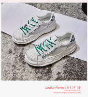 Zapatos blancos nuevos de piel de concha, zapatos de plataforma con suela gruesa, zapatos deportivos transpirables y versátiles para mujer. - details 21