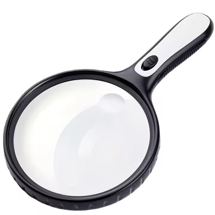 Large Handheld Magnifying Glass with 5X 15X Magnification and 4 LED Lights - Ideal for Elderly Reading, Inspecting,and Exploring - 1