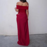 BUNO-vestidos largos con hombros descubiertos, vestido de cena negro con malla transparente, trajes de cumpleaños elegantes y sexys - details 23