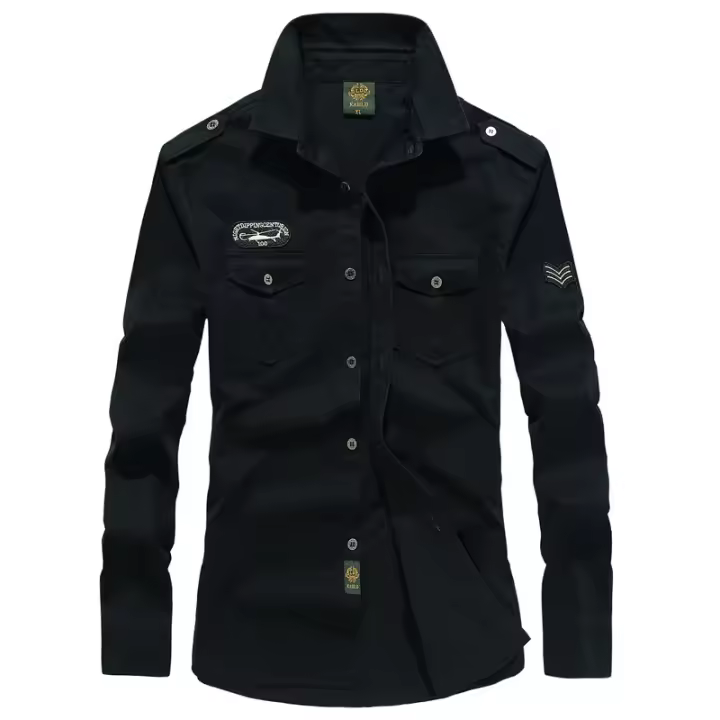 Camisa Casual de Moda para Hombre Primavera-Otoño 2025 Estilo Suelto con Bolsillo de Manga Larga - 1