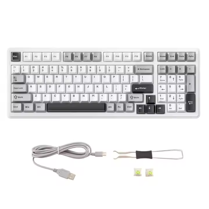 Aula-Teclado mecánico F99 de 99 teclas, teclado inalámbrico de intercambio en caliente, Bluetooth, 3 modos, PBT, teclado para juegos de ordenador, D - 1