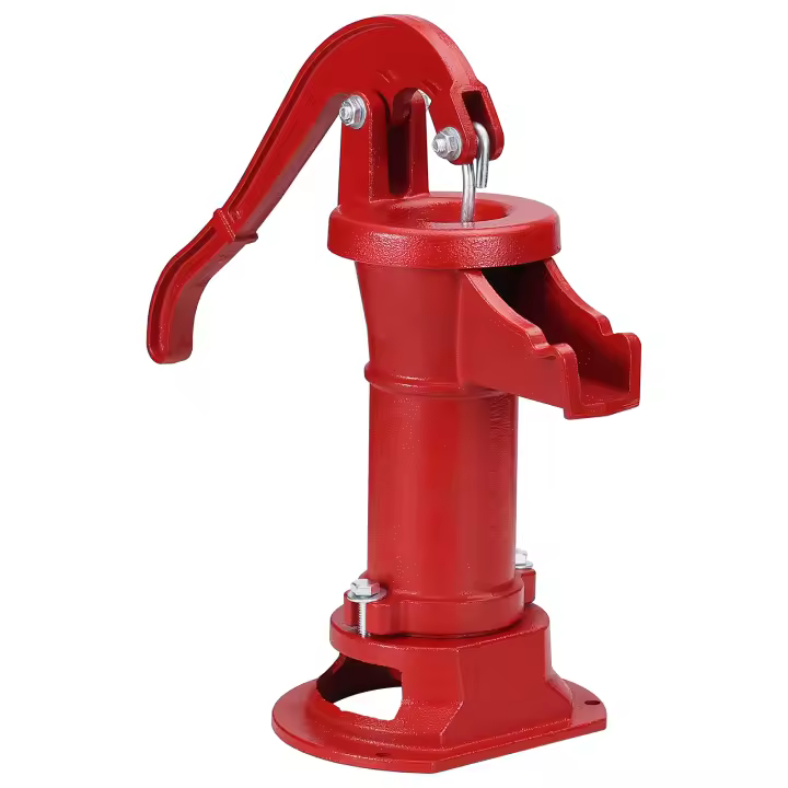 SucceBuy Bomba de jarra manual antigua, elevación máxima de 25 pies, bomba de agua manual de hierro fundido con mango ergonómico G1-5/8" fácil de instalar, granja de jardín al aire libre vintage, rojo - 1