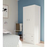 Armario Dormitorio Ropero 2 Puertas 2 Cajones, Blanco, 180x74x50 cm(Alto x Ancho x Fondo), - details 2