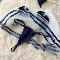 Conjunto de dos piezas transparente y Sensual para mujer, Top y tangas, lencería, ropa interior de malla, trajes sexys - details 5