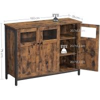 Aramrio de Almacenamiento, Aparador con Puertas de Cristal, para Comedor, Salón, Cocina, Estilo Industrial, Marrón Rústico y Negro - details 2