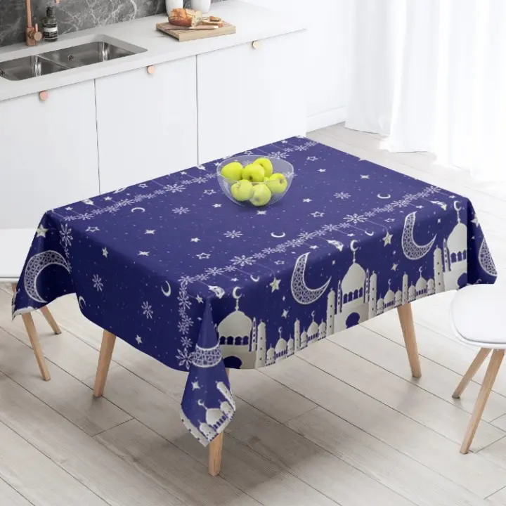 Mantel desechable con temática de Castillo de Luna, 5 piezas, platino, azul, dorado, negro, dorado, Zhai, Festival - 1