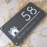 Placa de Número de Casa Moderna de Acrílico Cortado Láser Personalizado - details 13