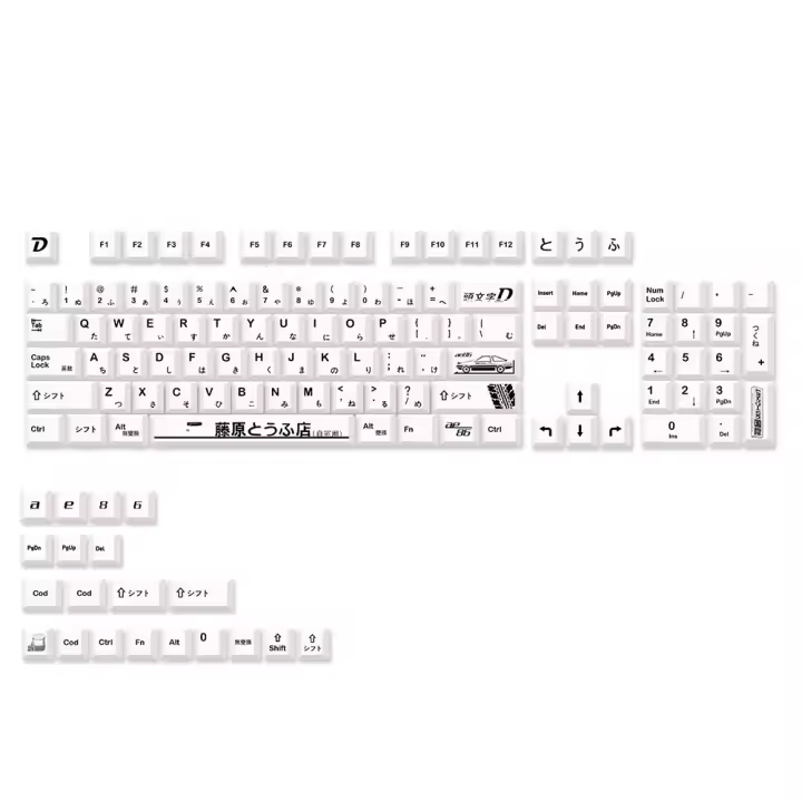 Teclas japonesas PBT para teclado Cherry MX, 124 teclas, blanco, AE86 Initial D Cherry, 61, 68, 84, 87, 96, 98, 104 - 1