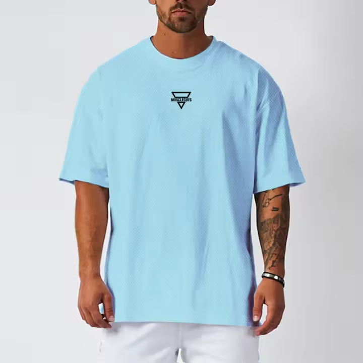 Camiseta holgada de manga corta para hombre, camiseta de malla transpirable de secado rápido, ropa de entrenamiento para culturismo - 1