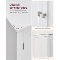 Mueble de Baño, Armario de Baño, Armario de Cocina, Armario Almacenaje con 4 Puertas, Estantes Regulables, 30 x 60 x 110 cm, Blanco - details 5