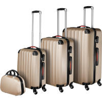TECTAKE - Juego de maletas PUCCI con 4 piezas, Juego de tres maletas de viaje apilables y un neceser con efecto metalizado, Trolleys con asas laterales y un asa telescópica ergonómica, Maletas con c - details 0