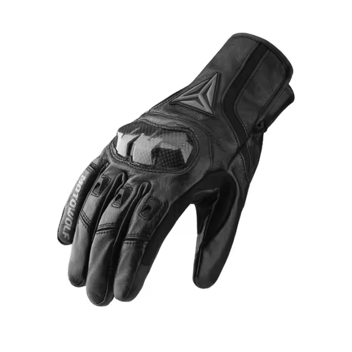 Guantes Térmicos de cuero para motocicleta, equipo de protección de fibra de carbono, a prueba de lluvia, a prueba de viento, pantalla táctil, Invierno - 1