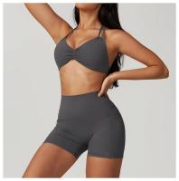 Sujetador de Yoga con cuello fruncido, ropa interior de alto impacto, Bralette acolchado de secado rápido para correr, Fitness y gimnasio - details 22