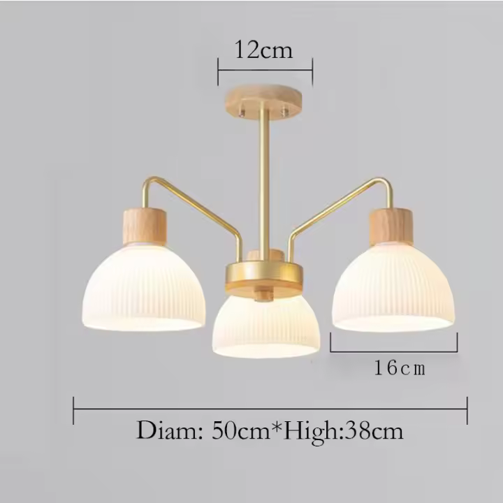 Lámpara colgante de techo para granja, candelabro de madera de tronco rústico, globo blanco esmerilado, pantalla de vidrio, lámpara colgante de rama moderna de mediados de siglo - 1