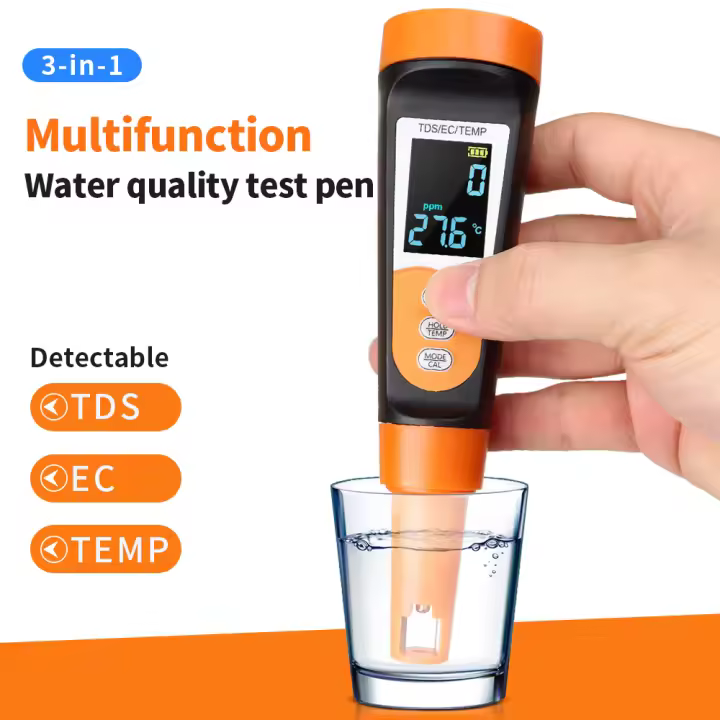 Probador de calidad del agua 3 en 1, medidor Digital de alta precisión TDS/EC/temperatura para piscinas, Detector de calidad del agua de acuario con voz - 1