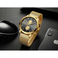 Reloj deportivo de acero inoxidable para hombre de lujo premium, 44,5 mm, multifuncional, moda, oro, negro, negocios, 3 bar, resistente al agua, reloj de pulsera de cuarzo para hombre - details 1