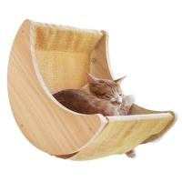 Suministros para mascotas, hamaca de madera con ventosa para gatos, forma de luna, percha colgante para ventana de gato, hamaca desmontable sin perforaciones para ventana de gato para interiores - details 2