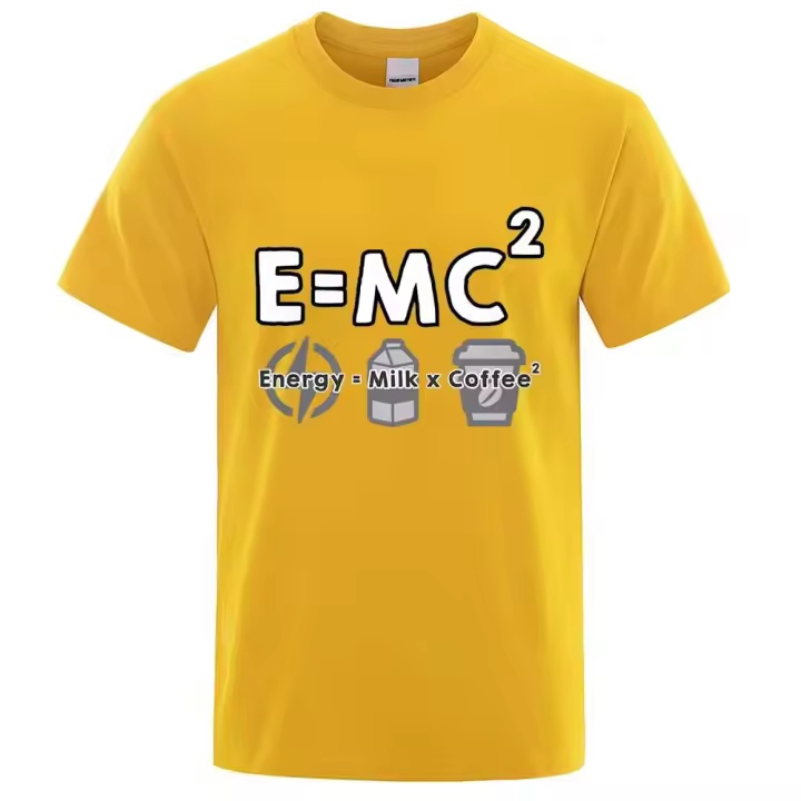 Energy=Milk * Coffee - Camiseta de algodón con cuello redondo Retro de verano de alta calidad estampada para hombre, camiseta Haruku grande - 1