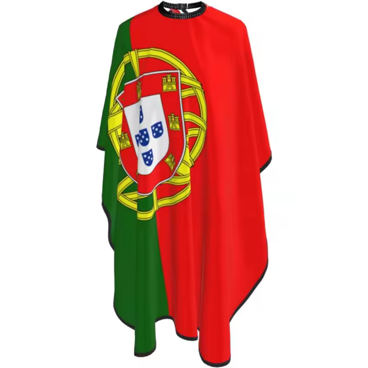 Capa de peluquero de salón con bandera portuguesa - Capa de corte de pelo impermeable de peluquería profesional con cierre a presión ajustable - Delantal de corte de pelo para estilista y uso doméstico - 55''X66'' - 1