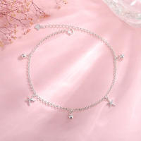 Tobillera de cuentas redondas de estrella de mar pura, joyería para pies de plata de ley para playa, moda Simple del océano, versátil y fresca - details 4