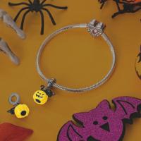 Colgante Charm Bead Plata de Ley 925 Halloween Gato Negro Noctilucence Calabaza Colgantes Pulsera Original para Fabricación de Joyas Regalo del Día de San Valentín - details 3