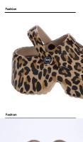 Nuevo modelo 2025 Leopardo Zuecos de Suela Gruesa para Mujer Punta Cerrada Sandalias de Plataforma Gruesa Mujer Verano 2023 Súper Tacón de Cuña Alta Pantuflas Mujer - details 4