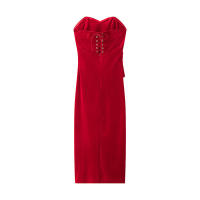 OUWU- Topenomi Moda Francesa Sin Tirantes Vendaje Vestidos De Fiesta Mujeres Diseño Sexy Cintura Ajustada Vestido De Noche Irregular Primavera Verano - details 3