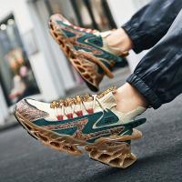 Zapatillas de Correr Transpirables para Hombres Zapatos de Deportes y Exteriores Ligeros con Diseño de Patrón de Letras, Capa Superior de Tela y Suela de TPU Comodidad de Cojín EVA para Gimnasio, Jogging, Uso Casual Teal y Beige, Zapatillas con Cordones - details 3