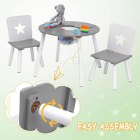Redonda y 2 Sillas en Edad Preescolar Muebles para Niños 59,5 cm x 46 cm Blanco+Gris - details 3